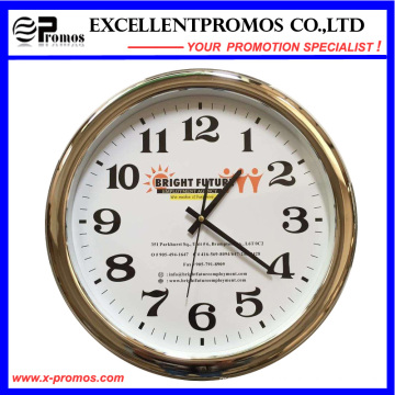 Custom Logo Impression ronde en plastique Silver Frame Wall Clock (Item23)